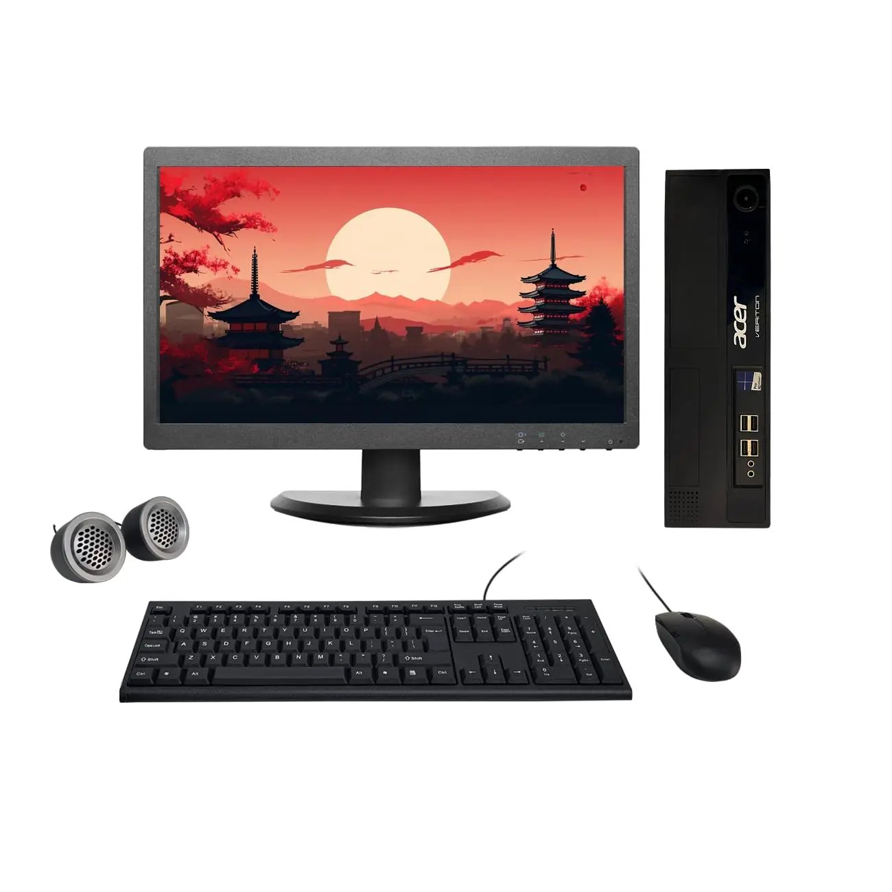 Acer Veriton All-in-One Desktop Computer Set | Intel i3-3rd Gen | 19" HD LCD Monitor| Wired KB & Mouse| Speakers| WiFi| Windows 10 Pro | Refurbished
