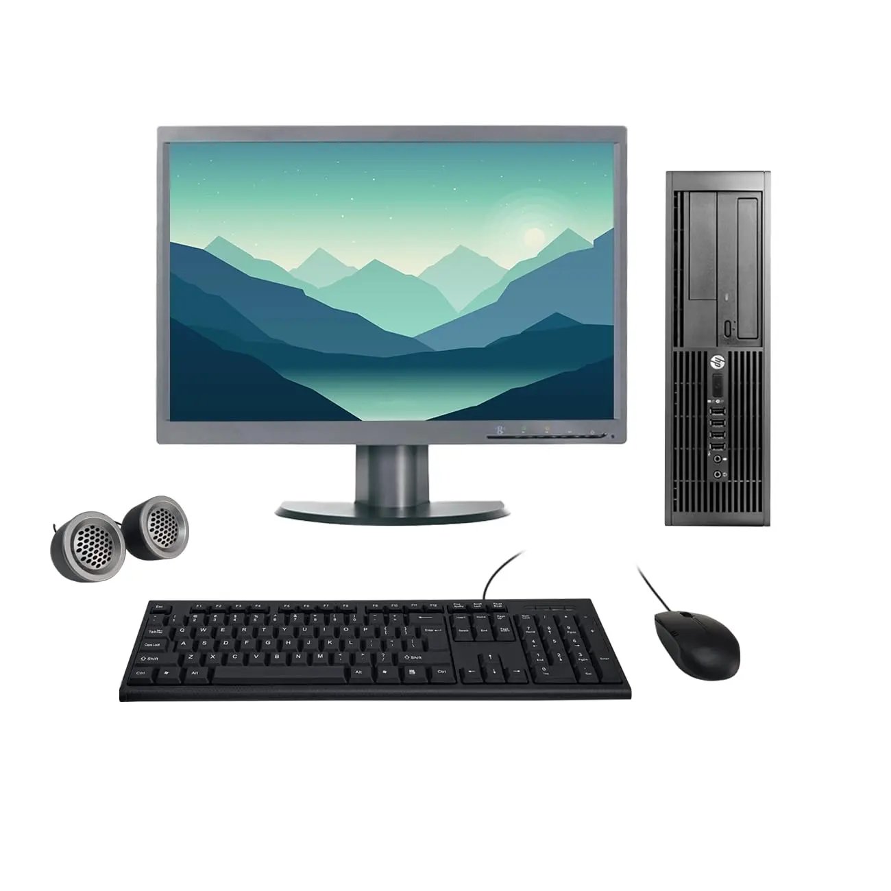 HP Compaq Pro All-in-One Desktop Computer Set | i5-2nd Gen | 22" HD LCD Monitor | Wired KB & Mouse | Speakers | WiFi | Win 10 Pro | Refurbished